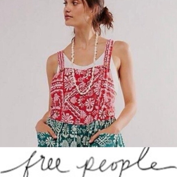 Free People Other - Gorgeous, Free People Red Palm Bay printed Shortalls❤️
